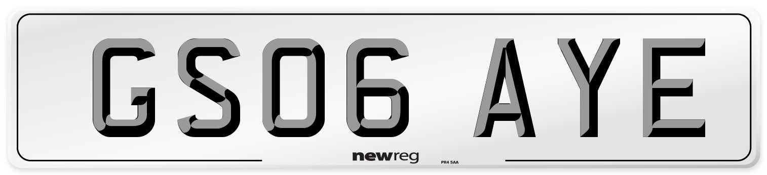GS06 AYE Number Plate from New Reg